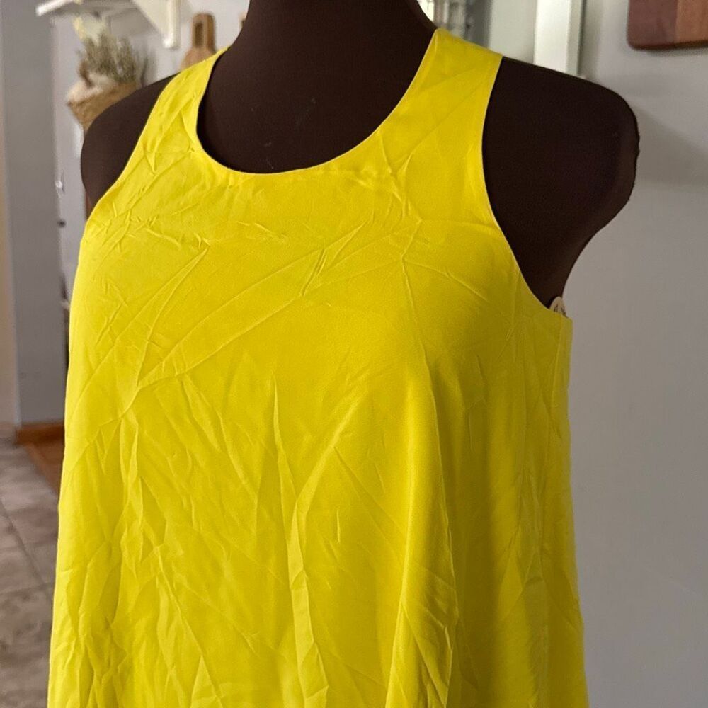 Alice and Olivia women’s tank mini dress size XS yellow silk twist back beach re - Picture 2 of 9